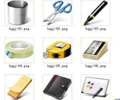 办公用品PNG图标素材 高效办公的视觉助手